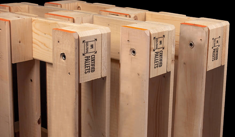 Wooden pallet with the Certified Pallets imprint