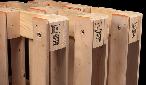 Wooden pallet with the Certified Pallets imprint